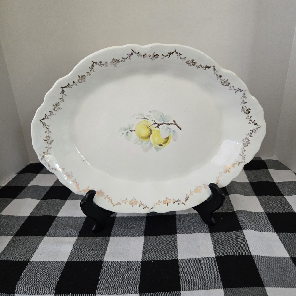 Celebrate Germany Serving Platter Gold Gilded Trim Quince Design Porcelain READ